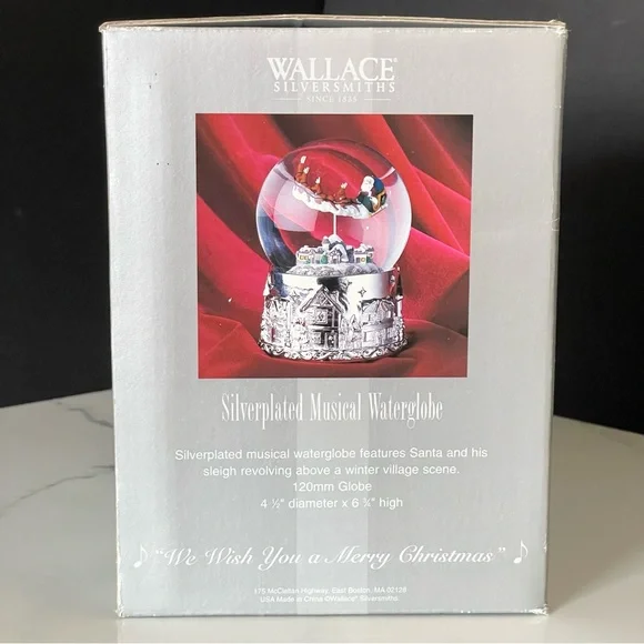 Santa & Sleigh Silverplated Snow Globe by Wallace Silversmiths - Picture 6 of 7